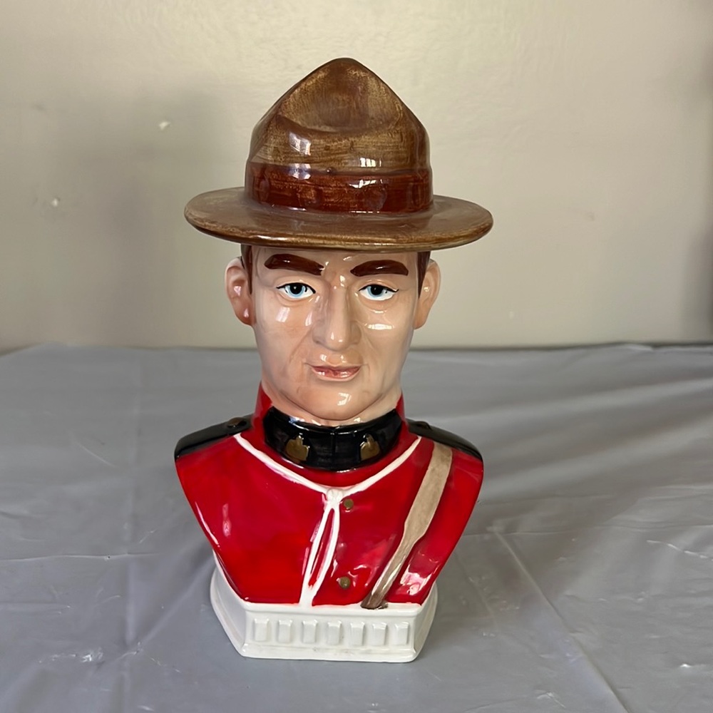 Vintage RCMP Beer Stein of Mountie Bust in Uniform with Stetson Lid